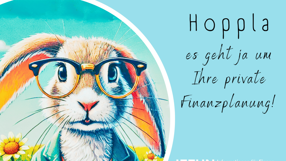 Hase mit Brille über Finanzplanung
