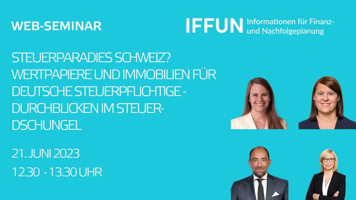 Web-Seminar über Steuern und Finanzplanung in der Schweiz