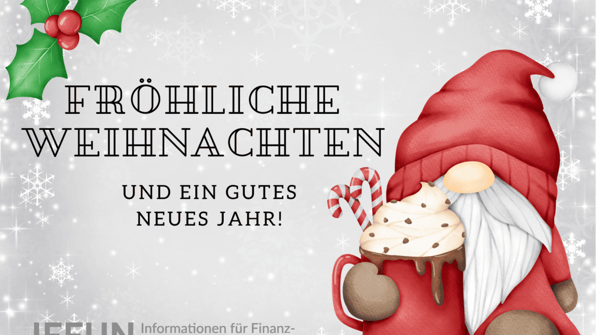 Weihnachtsgruß mit Elf und heißem Kakao