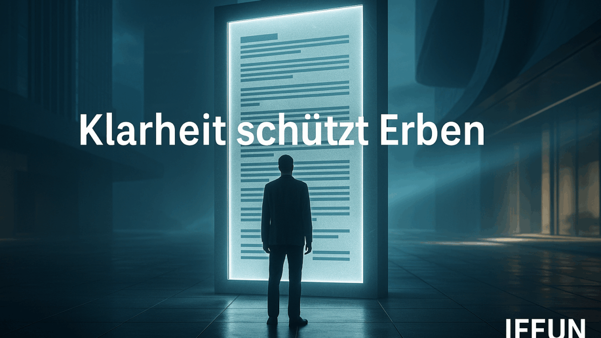 Person vor leuchtendem digitalen Bildschirm in Gebäude
