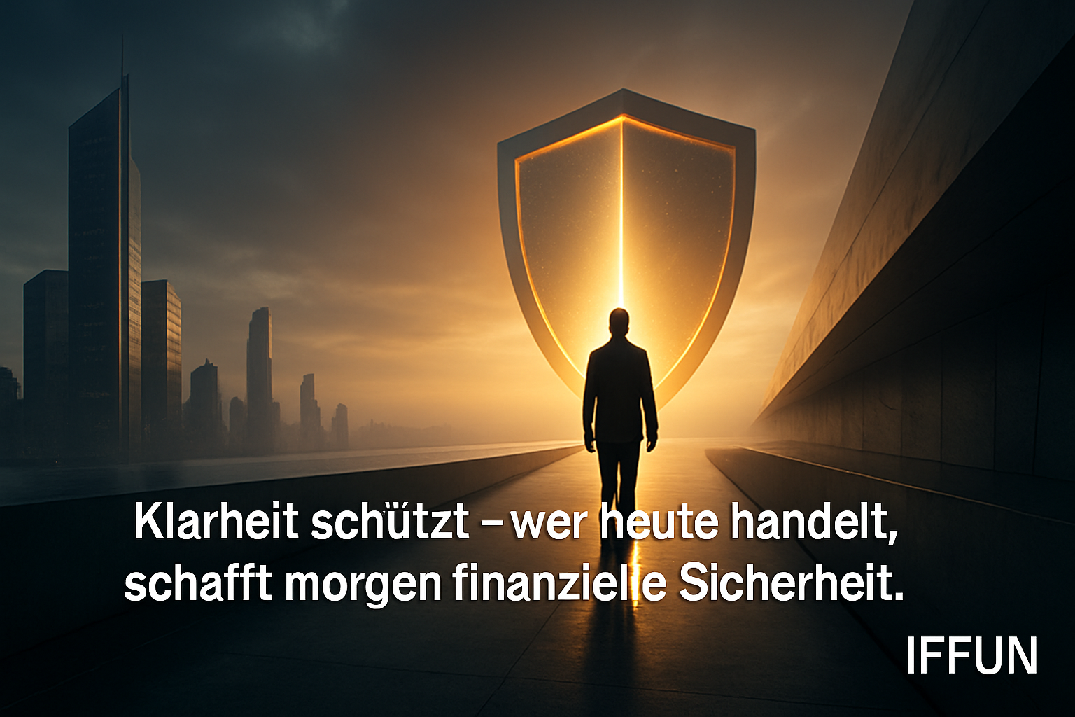 Mensch vor leuchtendem Schild in Stadtumgebung.