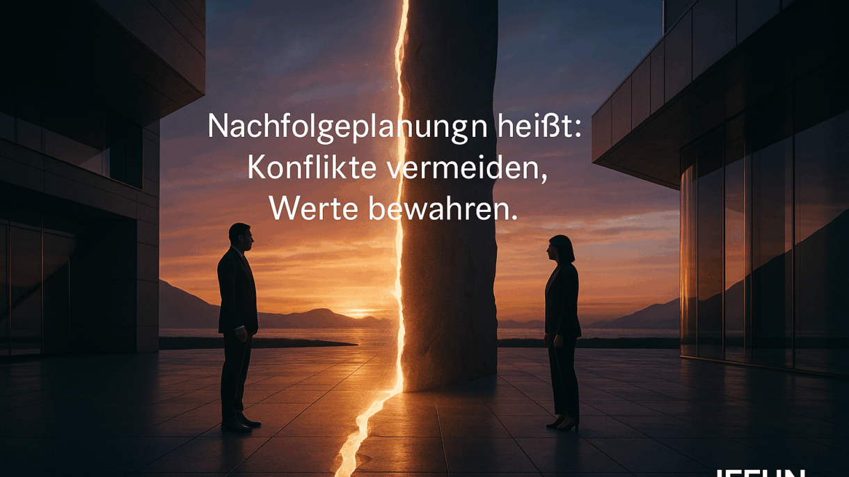 Zwei Menschen vor Sonnenuntergang, Nachfolgeplanung Zitat.