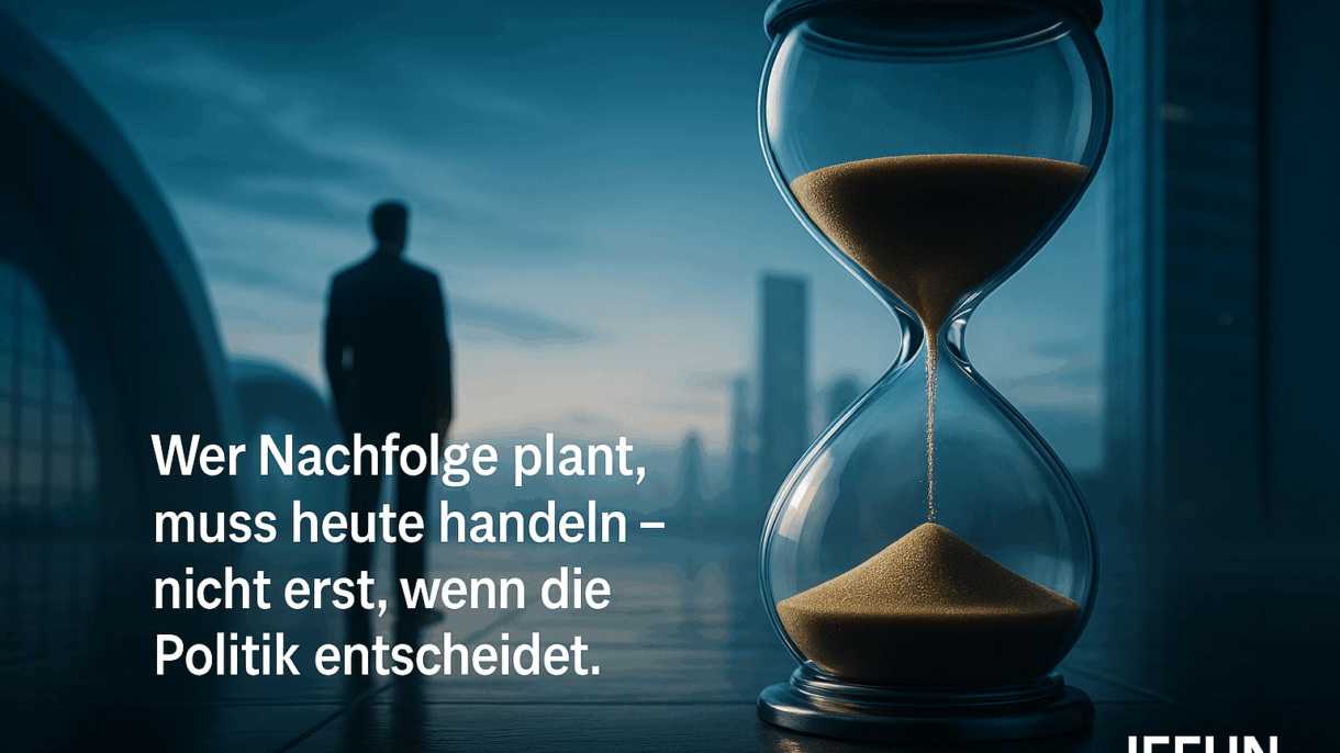 Sanduhr und Person im Hintergrund unscharf