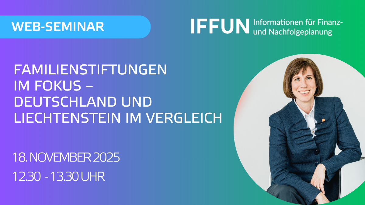 Webseminar zu Familienstiftungen, 18. November 2025.