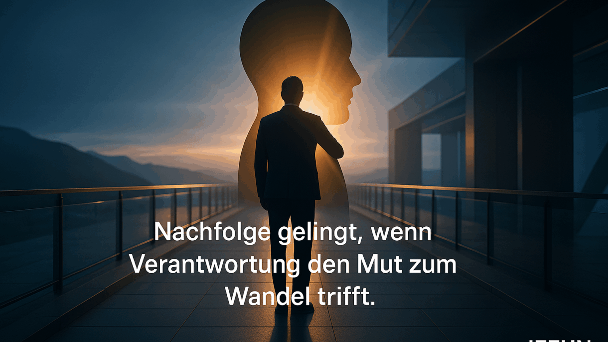 Mann vor Wandelsymbol, Innovationsmetapher.