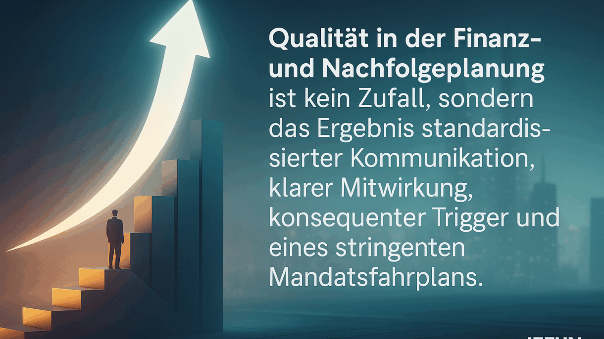 Mann vor steigendem Balkendiagramm und Pfeil.