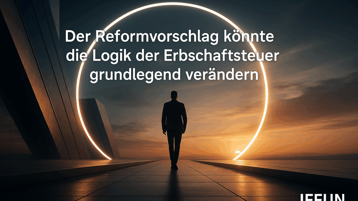 Person vor leuchtendem Kreis bei Sonnenuntergang.