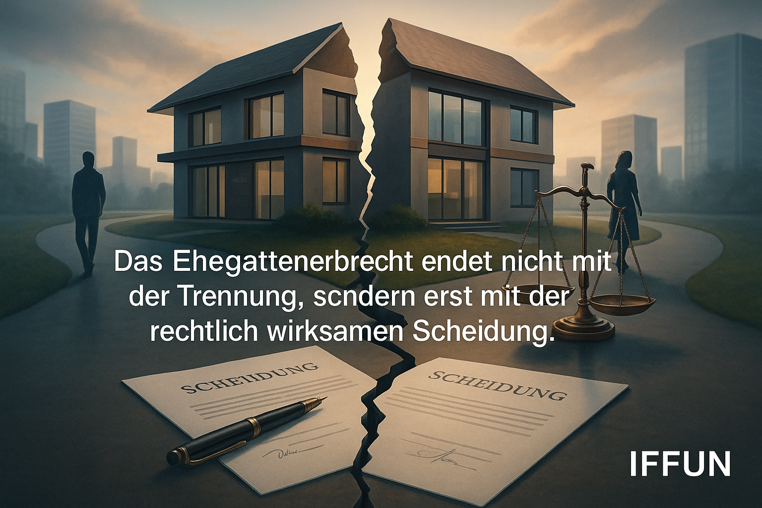 Symbolische Darstellung von Trennung und Scheidung.