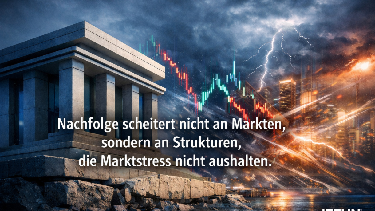 Blitz über Gebäude und Börsenkurven im Himmel