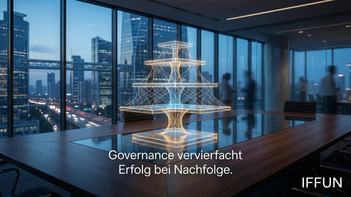 Holografische Pyramide in modernem Konferenzraum