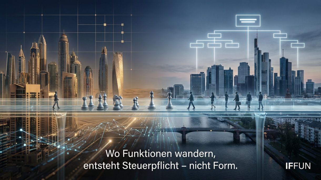 Geschäftsleute, Schachfiguren, Wolkenkratzerskyline