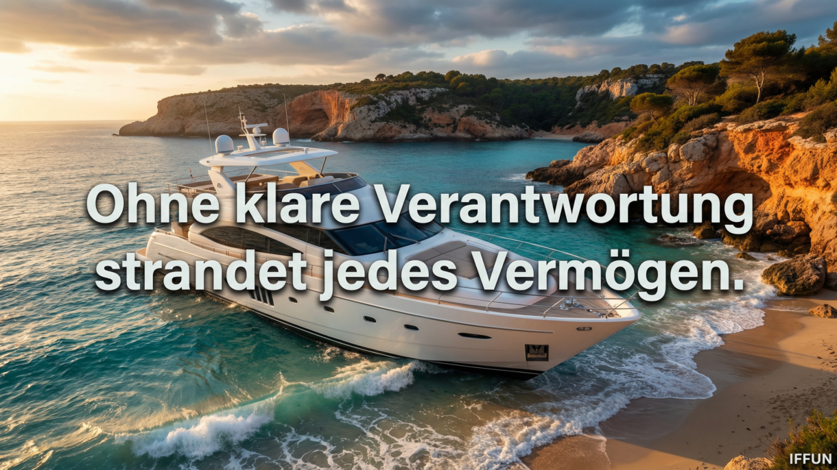 Luxusyacht am Strand bei Sonnenuntergang