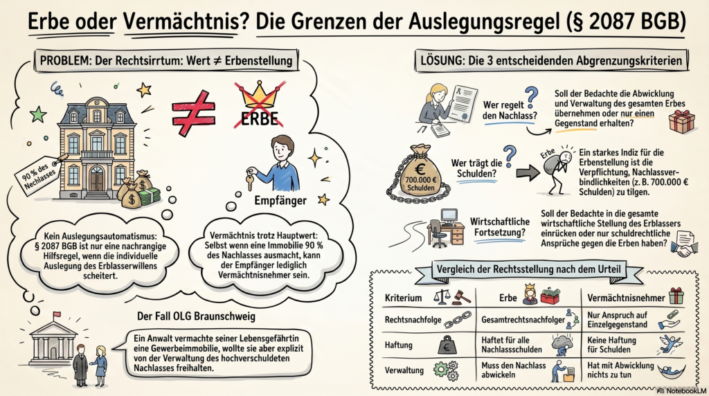 Infografik zu Erbe oder Vermächtnis nach §2087 BGB