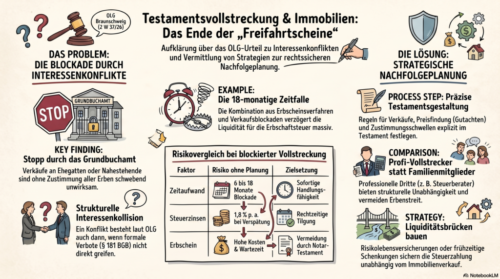 Infografik zu Testamentsvollstreckung und Immobilienrecht