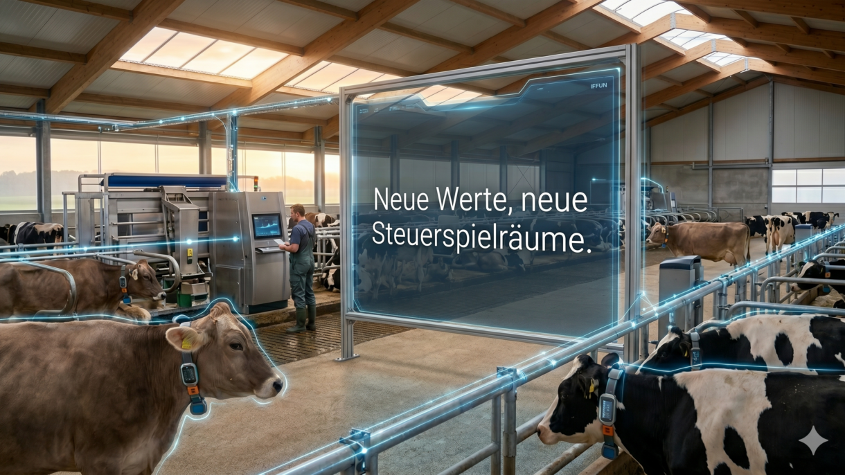 Moderner Kuhstall mit digitaler Vernetzung