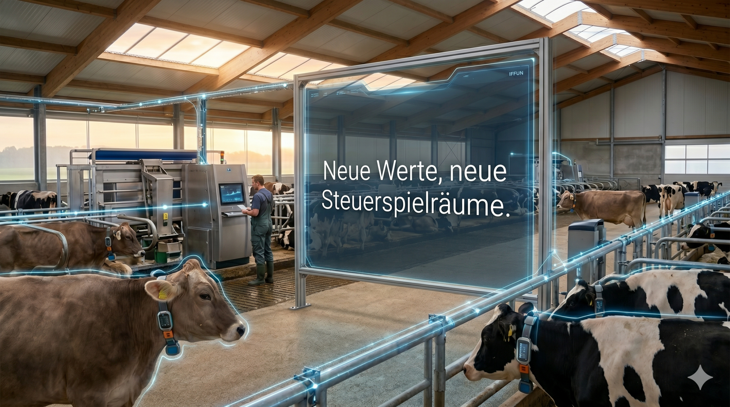 Moderner Kuhstall mit digitaler Vernetzung