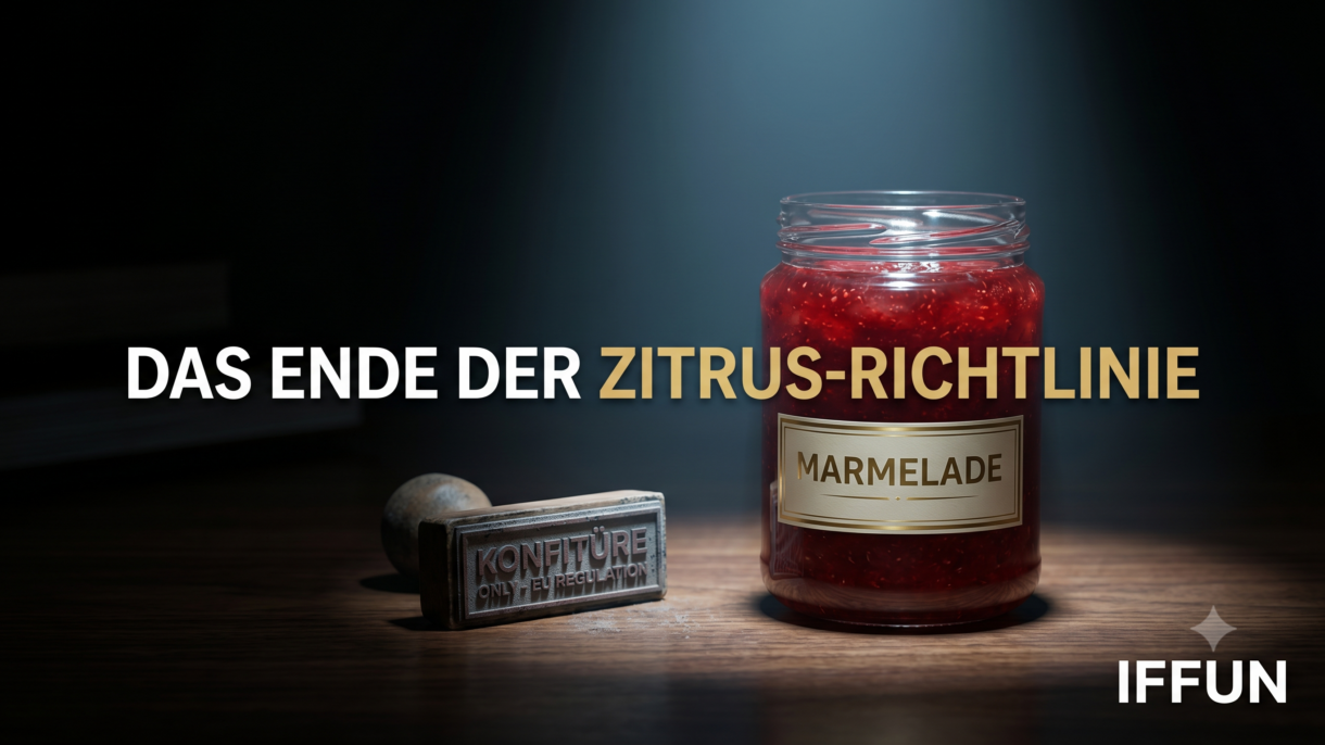 Glas Marmelade mit Schriftzug zur Zitrus-Richtlinie